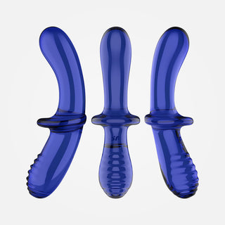 Double Crystal - Blue Glass Double Ended Dildo