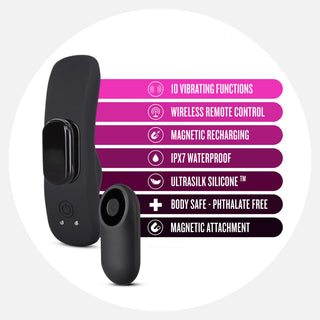 Temptasia - Black Rechargeable Remote Control Wearable Vibrator