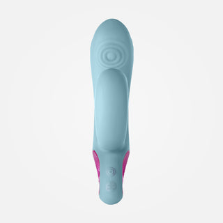 Cora - Rechargeable Thumping Dual Stimulation Rabbit Vibrator - Light Blue