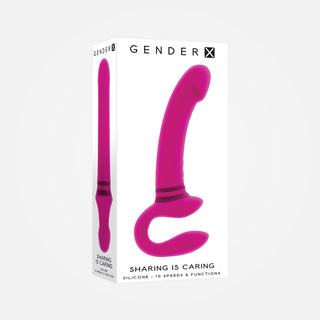 Sharing is Careing - Pink Rechargeable Strapless Wearable Strap-On