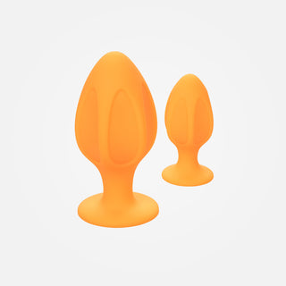 Cheeky - Orange Duo Non-Vibrating Textured Anal Plug Set